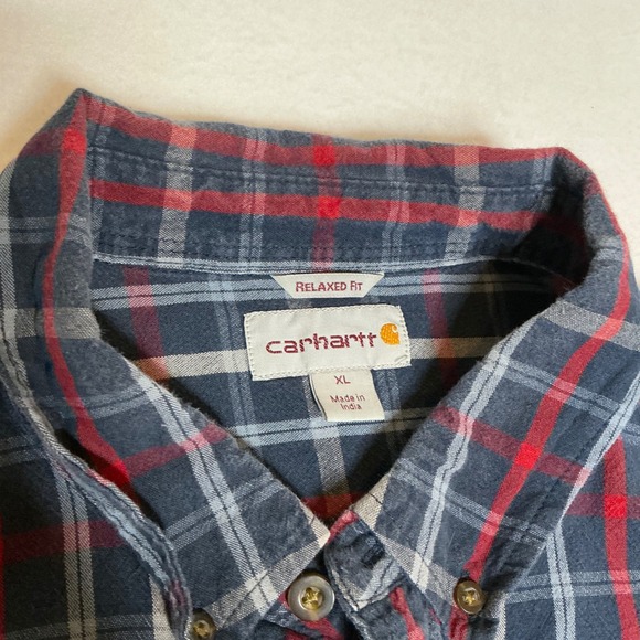 Carhartt Relaxed Fit Plaid Long Sleeve Button Up Shirt Mens XL - Picture 2 of 8